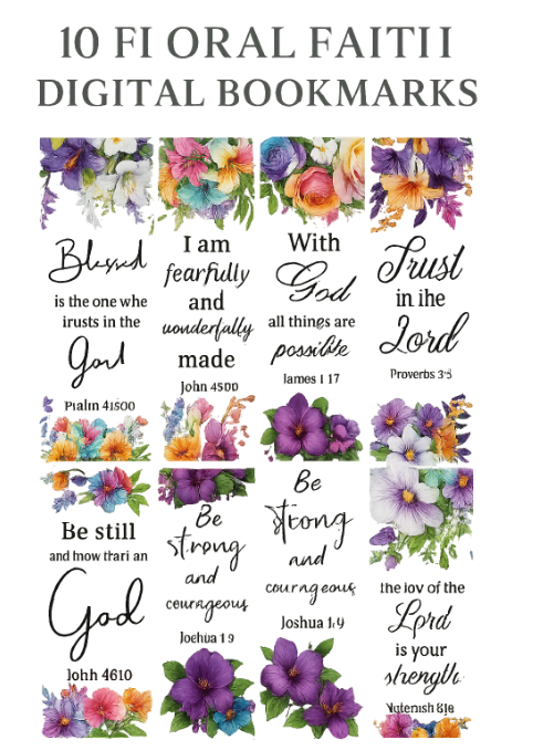 10 digital Floral bookmarks