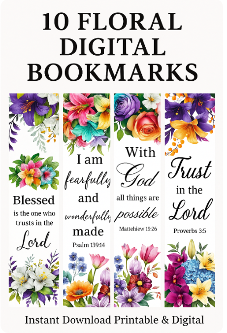 Floral digital bookmarks printable 10